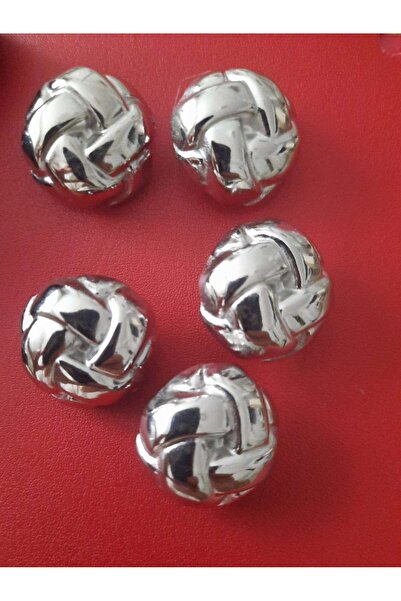 İMREN AKSESUAR زر معدني مطلي بالفضة 2.5 سم 1 عبوة 5 قطع