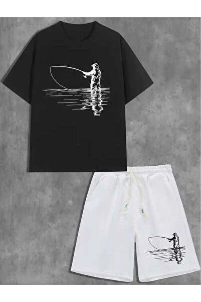 ORVIO Group طقم شورت رجالي بتصميم صياد السمك