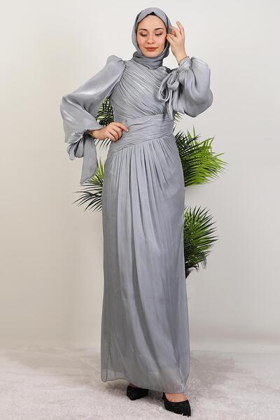 GİYZAMİLA Banu Yoryo Abiye Gri