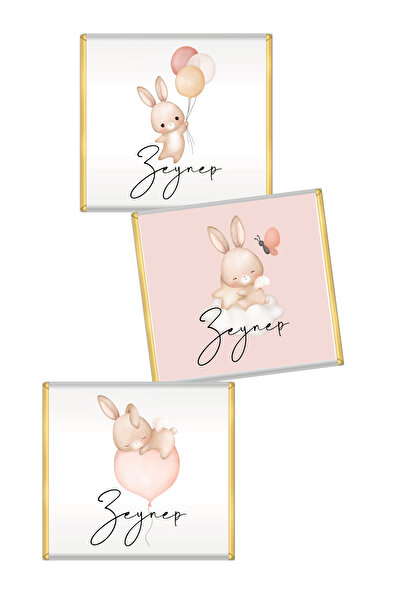 fırsatlar diyarı Tavşan Tema - Bebek Madlen Çikolata Sargı Etiketi - 35 Adet