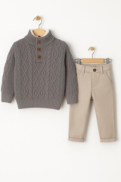 RAPAPA Boy's Knitwear Sweater & Beige Pants 2-Piece Set – 3610 g
