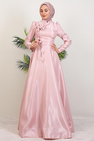 GİYZAMİLA Rüya Organze Abiye Pudra