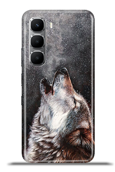 cupcase iNfinix Hot 60 Uyumlu Kılıf Esnek Silikon Kamera Koruma 4k Desenli - Vahşi Kurt