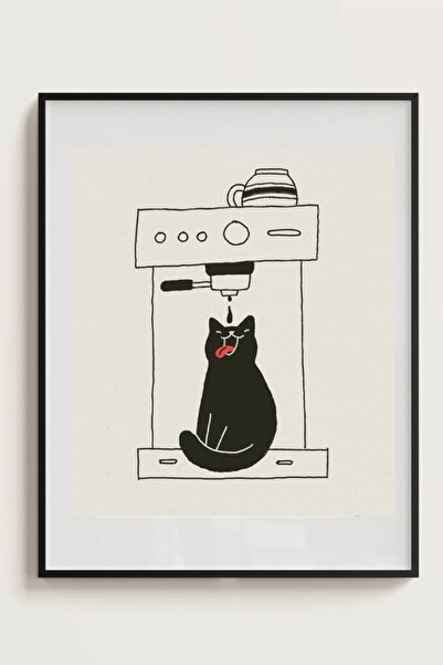 Taranist Poster - Kahve Köşesi Dekoru Kedi kahvesever Kedi