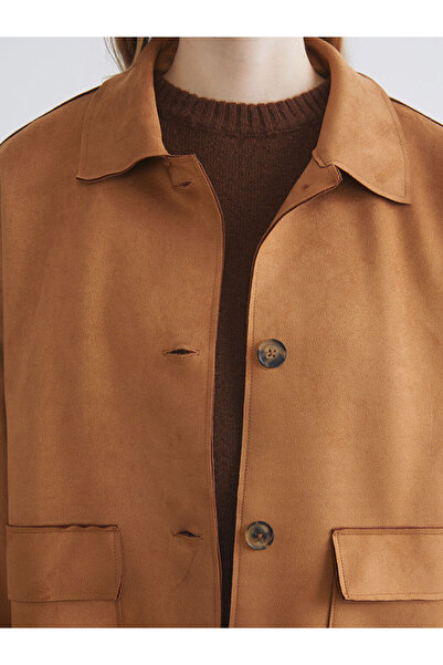 LC Waikiki Beige Women's Suede Look Shirt Jacket