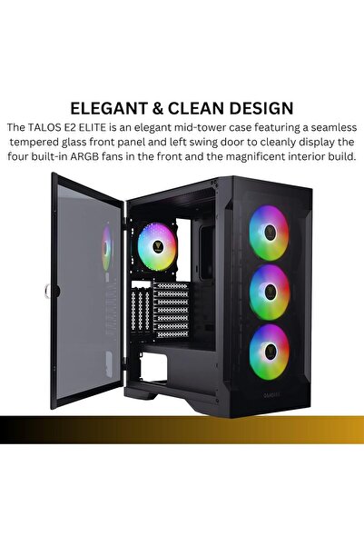 gamdias ATX Mid Tower Gaming Case with 3 x 120mm ARGB Computer Fans and Side Tempered Glass Panel De