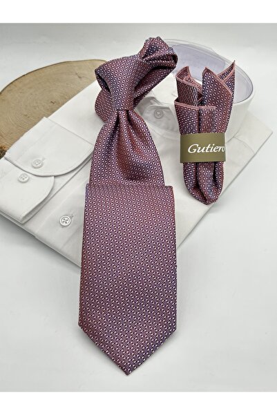Gutiero Classic Tie with Pink Patterned Handkerchief