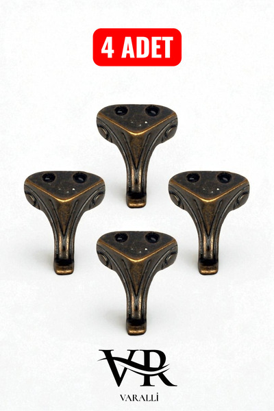 Varalli Antik Bakır 2.5 cm Dekoratif Sandık, Kutu, Tepsi, Ayak 4 Adet