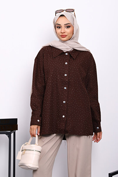 İmajButik Πουκάμισο Gabardine από καφέ πέτρα