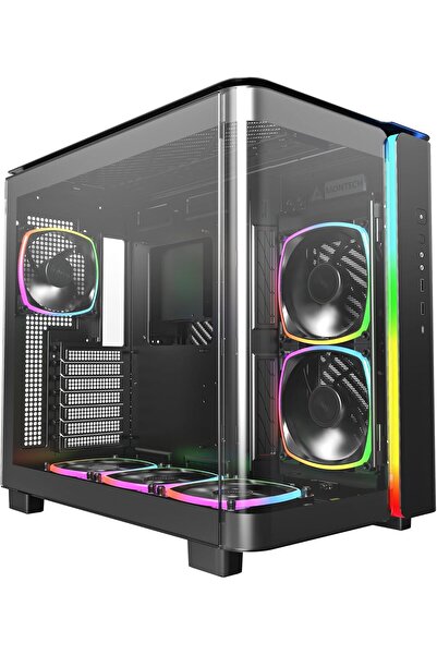 MONTECH هيكل ألعاب كمبيوتر King 95 PRO ثنائي الحجرة ATX متوسط الحجم، تدفق هواء عالي، ألواح بدون أدوات، متين