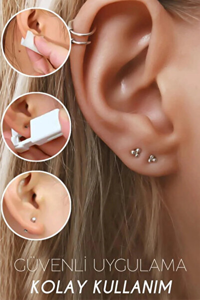 H Pp Hello Peoples Kulak Delme Aparatı 2 Adet Küpe Piercing Takma Güvenli Hijyenik Kullanım