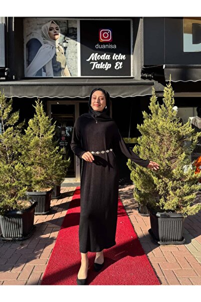 Ceremony Balıkçı Yaka Kemer Aksesuarlı Triko Elbise W-6716