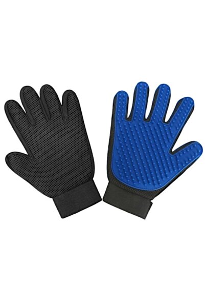 Bella Mănușă pentru îngrijirea animalelor de companie, Bubusiowo, pentru dreptaci, 25 cm, albastră/neagră