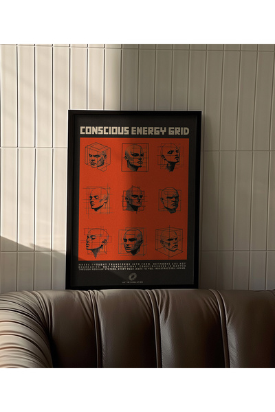 Taranist Poster - CONSCIOUS BİLİNÇLİ ENERJİ AĞI Fütüristik Soyut Ev Dekorasyo...