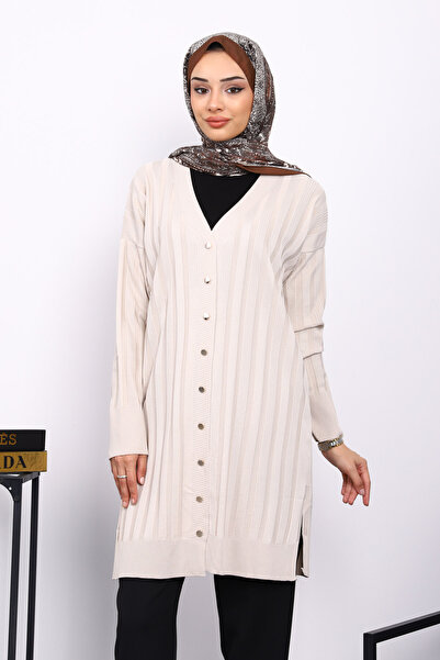 İmajButik Πλεκτό πουλόβερ με κουμπιά από πέτρα