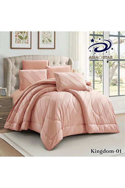 Asia 6-piece luxurious plain embroidered quilt