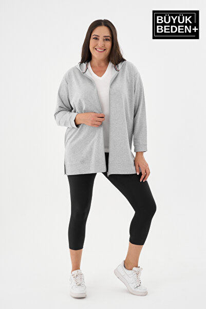 Superlife سترة نسائية كبيرة الحجم بسحاب وقلنسوة SPR26BTK955