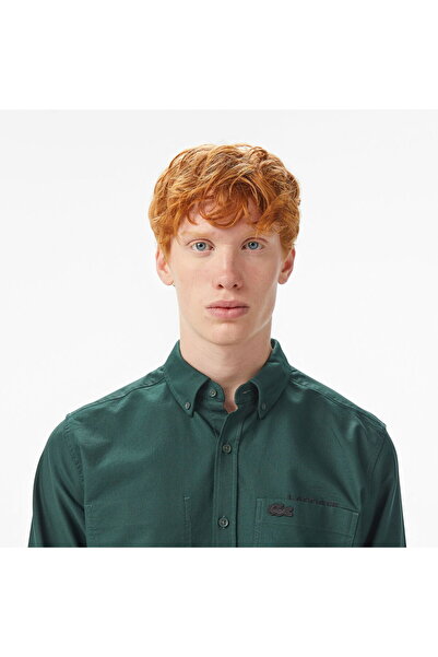 Lacoste Men's Regular Fit Button down Collar Green Shirt