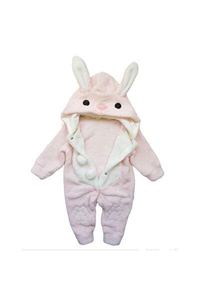 Miniworld Salopeta bebe cu gluga din cocolino, Iepuras, varsta 9 luni, 74 cm, Roz