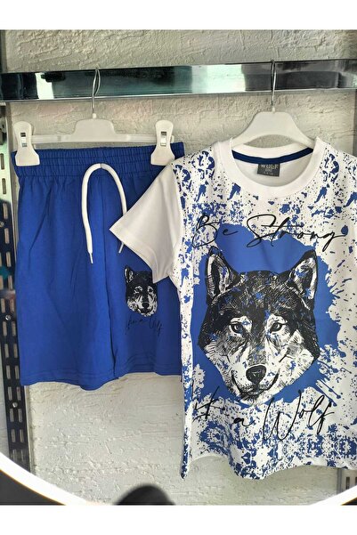 KAYAKİDS Wolf Printed Children's Summer Shorts Set