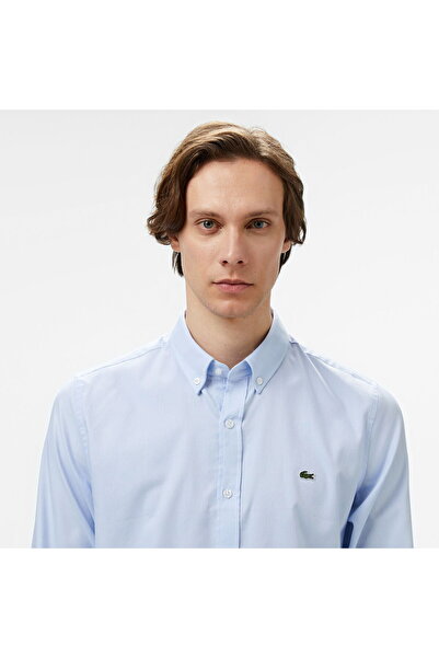 Lacoste Men's Slim Fit Button Collar Light Blue Shirt