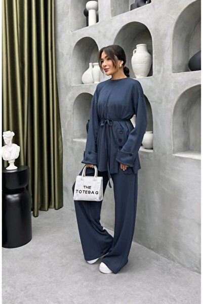 Cardella Premium Quality Women's Two-Piece Suit with Cuff Detailing on the Sleeves and Button Detailing on the Pants