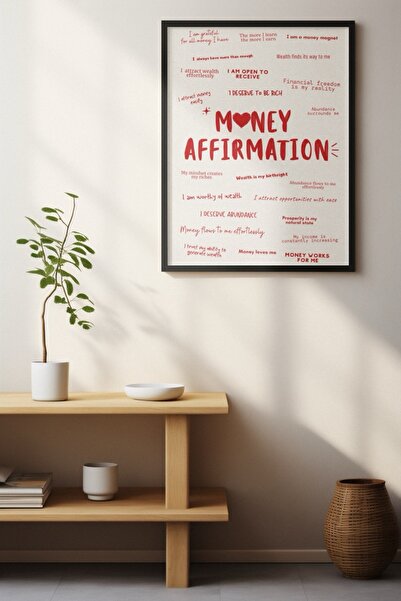 Funzee Money Affirmation Poster I Money and Abundance Energy I Affirmative Phrases - Unframed Poster