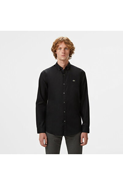 Lacoste Men's Slim Fit Button Collar Black Shirt