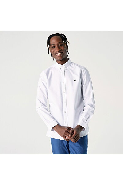 Lacoste Men's Slim Fit Buttoned Collar White Shirt