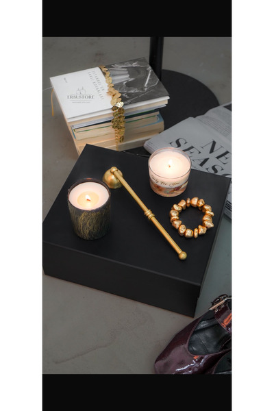 ersu store 24 cm El Yapımı Mum Söndürücü Altın Gold Renk Sap İşlemeli Hediyel...