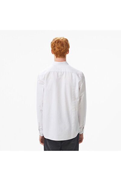 Lacoste Men's Regular Fit Buttoned Collar White Shirt