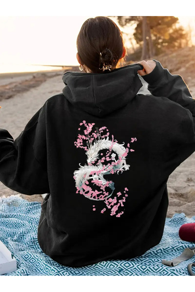 İSMTEXS سترة رياضية بقلنسوة مطبوعة على شكل تنين للجنسين من 3 إنير