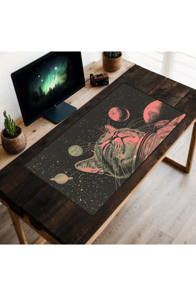 KONUKHOUSE Kedi Desenli Mause pad, Kedi pad 40x80 cm