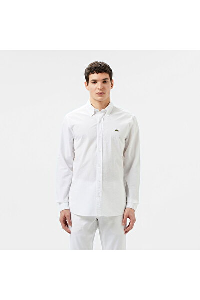 Lacoste Men's Slim Fit Buttoned Collar White Shirt