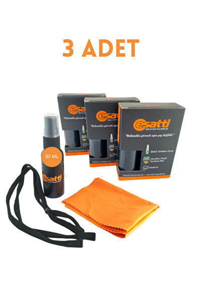 otio 3 Adet Gözlük Temizleme Seti, Gözlük spreyi, mikrofiber bez ve gözlük ipi