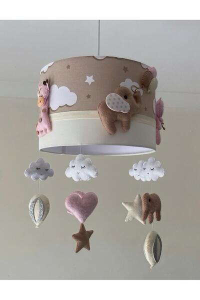 Leobabyroom Kahve Krem Fil Zürafa Ayıcık Aslan Hayvan Figürlü Bebek/Çocuk Oda...