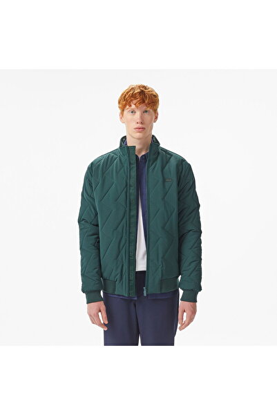 Lacoste Erkek Dik Yaka Kapitone Koyu Yeşil Mont