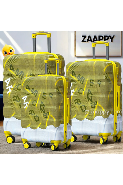 ZAAPPY Hard Shell PC Colorful Printed 3 PCS Set (20/24/28 inch) Lightweight, Combination Lock