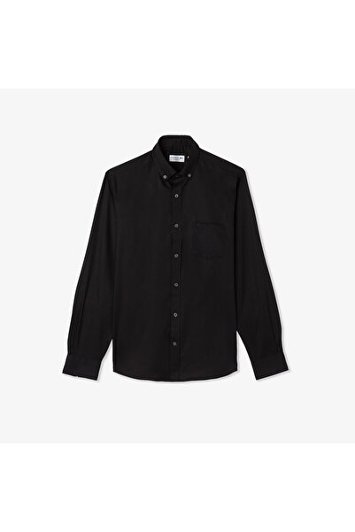 Lacoste Men's Regular Fit Button Collar Black Shirt