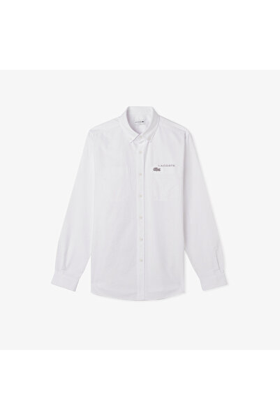 Lacoste Men's Regular Fit Buttoned Collar White Shirt