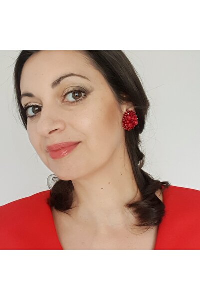 Corizmi Elegant round stainless steel clip earrings with handmade pearls and crystals, Glam Clips