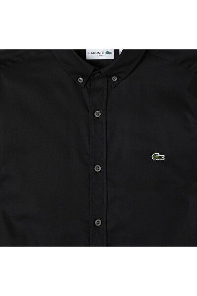 Lacoste Men's Slim Fit Button Collar Black Shirt