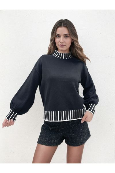 SOFILINE Pulover negru cu mâneci ușor bufante B-Z-101 M9