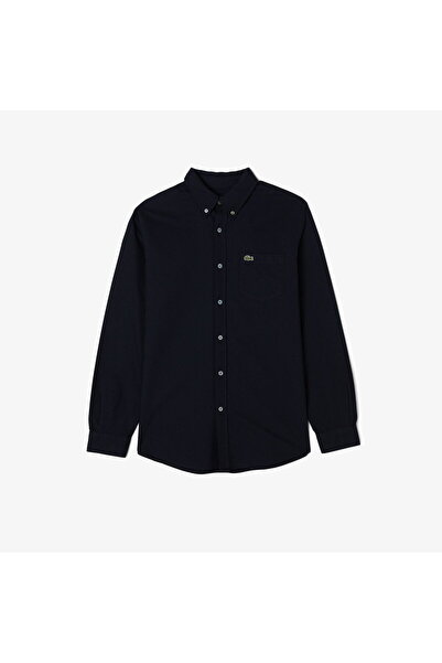 Lacoste Men's Regular Fit Buttoned Collar Navy Blue Shirt