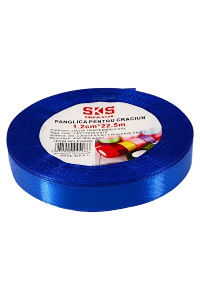 Cumperio Panglică de satin, NO558, 1,2 cm x 22,5 m, albastră