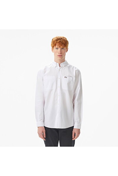 Lacoste Men's Regular Fit Buttoned Collar White Shirt