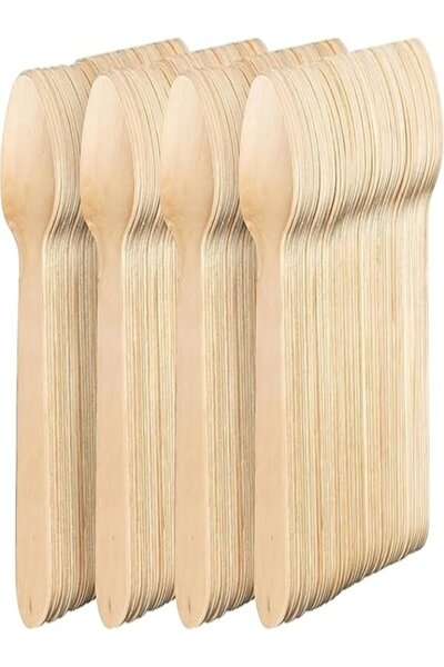 undefined 100 Pieces Disposable Wooden Teaspoons