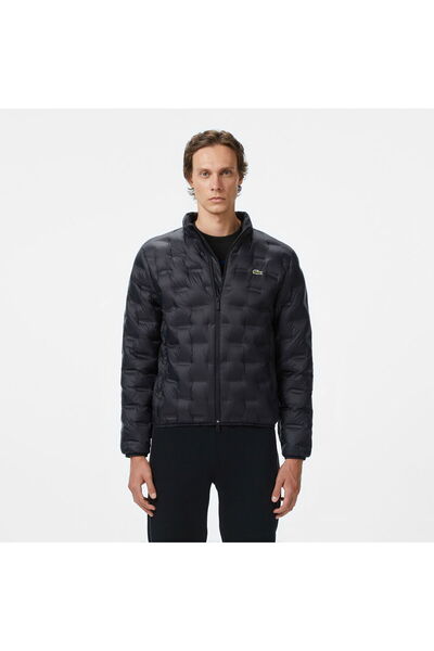 Lacoste Erkek Kapüşonlu Kapitone Siyah Mont
