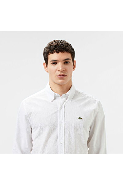 Lacoste Men's Slim Fit Buttoned Collar White Shirt