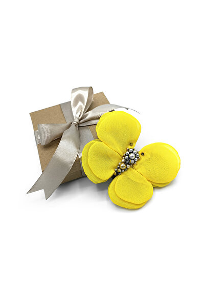 Corizmi Broșă fluture din voal, mijloc cu perle și cristale argintii și aurii, handmade, Fly